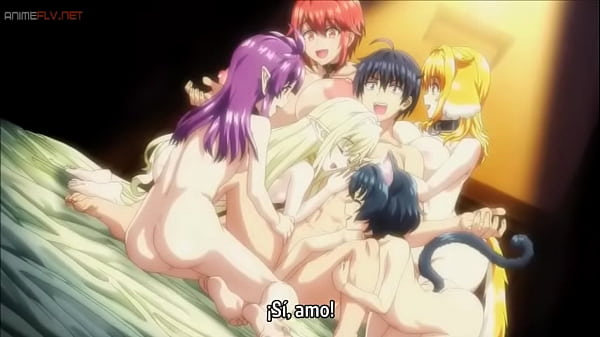 Cena de harém em outro mundo com hentai sensacional e isekai