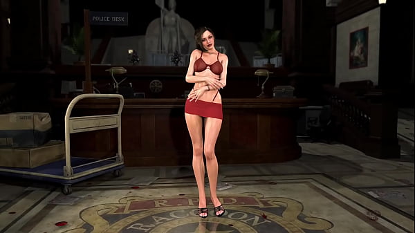 Claire redfield, gostosa e esguia, mostra seu corpo em lingerie vermelha