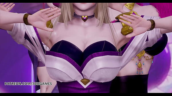 Dançarinas fazem striptease quente com ahri e akali